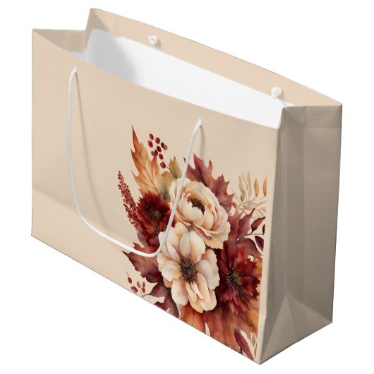 Grand Sac Cadeau Aquarelle Fleurs de chute - (Devant Angle)