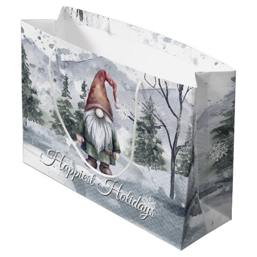Grand Sac Cadeau Aquarelle Gnome (Dos Angle)