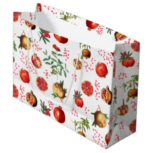 Grand Sac Cadeau Aquarelle grenade Motif de fruits méditerranéen
