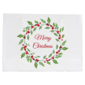 Grand Sac Cadeau Aquarelle Holly Wreath (Dos)
