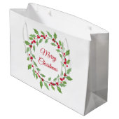 Grand Sac Cadeau Aquarelle Holly Wreath (Dos Angle)