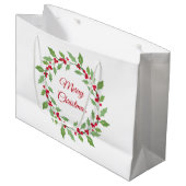 Grand Sac Cadeau Aquarelle Holly Wreath (Devant Angle)