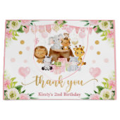 Grand Sac Cadeau Aquarelle Jungle Safari Animaux Floral Anniversair (Devant)