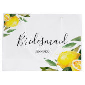 Grand Sac Cadeau Aquarelle Lemon et Feuille Bridesmaid (Dos)
