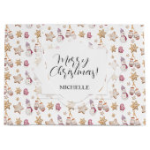 Grand Sac Cadeau Aquarelle mignonne Glowes d'hiver Cookies de moton (Devant)