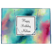 Grand Sac Cadeau Aquarelle moderne Green & Red Space Nebula (Dos)