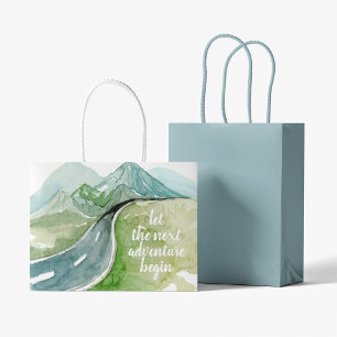 Grand Sac Cadeau Aquarelle Nature Commençons la prochaine aventure