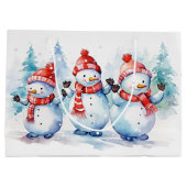 Grand Sac Cadeau Aquarelle Noël Neige (Dos)