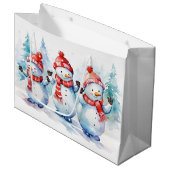 Grand Sac Cadeau Aquarelle Noël Neige (Devant Angle)