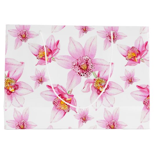 Grand Sac Cadeau Aquarelle Orchidées Design 15 (Dos)