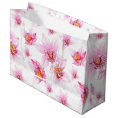 Grand Sac Cadeau Aquarelle Orchidées Design 15 (Devant Angle)