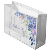 Grand Sac Cadeau Aquarelle personnalisée Russe Hydrangées violettes (Devant Angle)