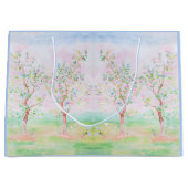 Grand Sac Cadeau Aquarelle Preppy Jolie Chinoiserie Bleu (Devant)