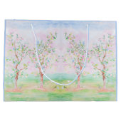 Grand Sac Cadeau Aquarelle Preppy Jolie Chinoiserie Bleu (Dos)