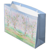 Grand Sac Cadeau Aquarelle Preppy Jolie Chinoiserie Bleu (Dos Angle)