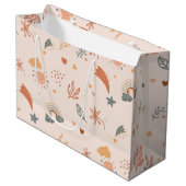 Grand Sac Cadeau Aquarelle Retro Boho Arc-en-ciel neutre (Devant Angle)