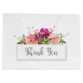 Grand Sac Cadeau Aquarelle rose Fête des mariées florale (Dos)