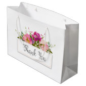 Grand Sac Cadeau Aquarelle rose Fête des mariées florale (Dos Angle)