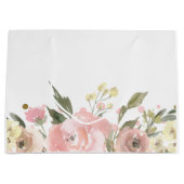 Grand Sac Cadeau Aquarelle rose or Floral (Devant)