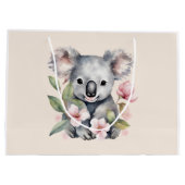 Grand Sac Cadeau Aquarelle rose Ours Koala (Dos)