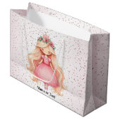 Grand Sac Cadeau Aquarelle rose princesse Anniversaire (Devant Angle)