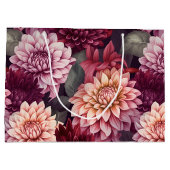 Grand Sac Cadeau Aquarelle Rouge rose Dahlia Motif Design (Dos)
