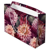 Grand Sac Cadeau Aquarelle Rouge rose Dahlia Motif Design (Dos Angle)