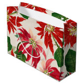 Grand Sac Cadeau Aquarelle rouge rustique Poinsettia Flore Verdure (Dos Angle)