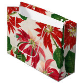 Grand Sac Cadeau Aquarelle rouge rustique Poinsettia Flore Verdure (Devant Angle)