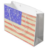 Grand Sac Cadeau Aquarelle rustique USA drapeau américain (Dos Angle)