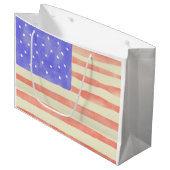 Grand Sac Cadeau Aquarelle rustique USA drapeau américain (Devant Angle)