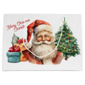 Grand Sac Cadeau Aquarelle Santa Claus Ajouter Nom Cute (Devant)
