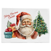 Grand Sac Cadeau Aquarelle Santa Claus Ajouter Nom Cute (Dos)