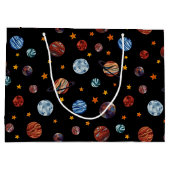 Grand Sac Cadeau Aquarelle spatiale Planètes et étoiles (Dos)