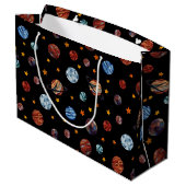 Grand Sac Cadeau Aquarelle spatiale Planètes et étoiles (Dos Angle)