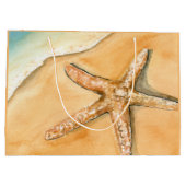 Grand Sac Cadeau Aquarelle Starfish sur la plage (Dos)
