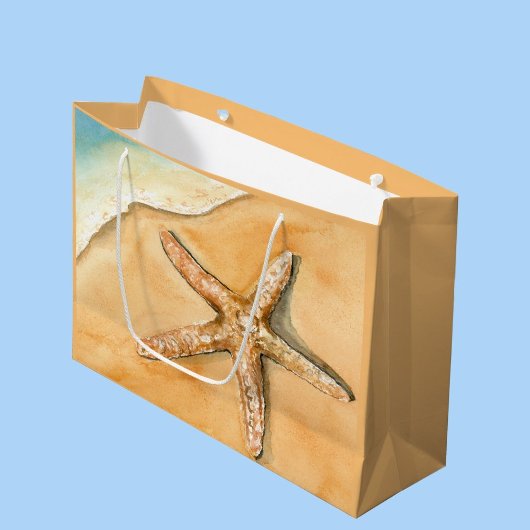 Grand Sac Cadeau Aquarelle Starfish sur la plage
