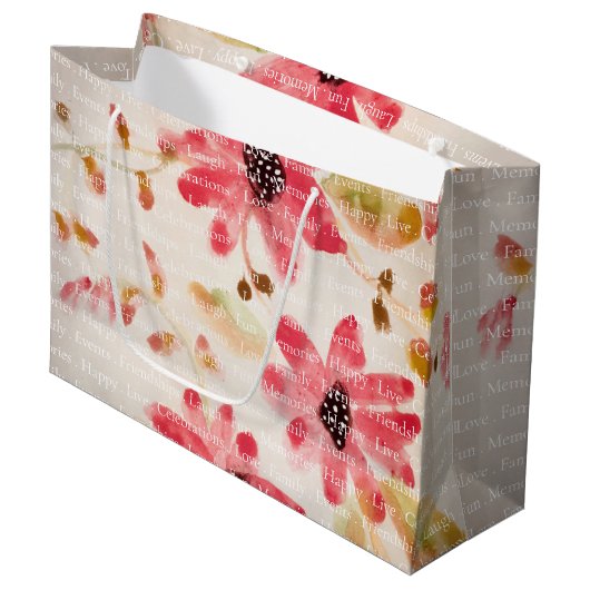 Grand Sac Cadeau Aquarelle stylée Floral (Devant Angle)