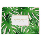 Grand Sac Cadeau Aquarelle Tropical Monstera Feuille rose (Devant)