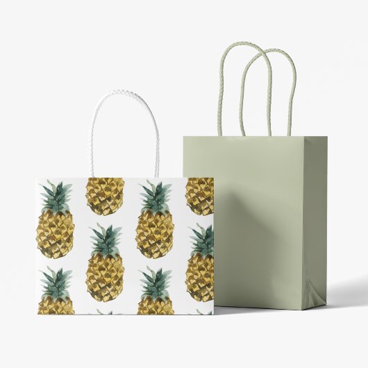 Grand Sac Cadeau Aquarelle tropicale ananas Motif sans couture