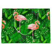 Grand Sac Cadeau Aquarelle tropicale Flamant rose (Devant)