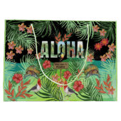 Grand Sac Cadeau Aquarelle Unique Vibrante Aloha Paradis Tropical (Dos)