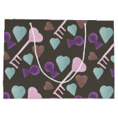 Grand Sac Cadeau Aquarelle Valentines Day Skeleton Keys (Dos)