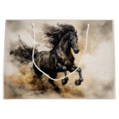 Grand Sac Cadeau Aquarelle vintage Majestic Black Stallion (Devant)