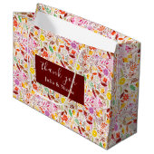 Grand Sac Cadeau Aquarelles vives Fleurs de tulipe d'été Mariage (Devant Angle)