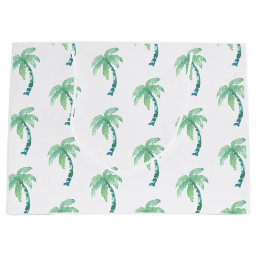 Grand Sac Cadeau Arbre à palmes aquarelles (Devant)