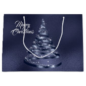 Grand Sac Cadeau Arbre à ruban bleu brillant de Noël (Devant)