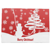 Grand Sac Cadeau Arbre de Noël blanc et Snowman (Dos)