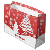 Grand Sac Cadeau Arbre de Noël blanc et Snowman (Dos Angle)