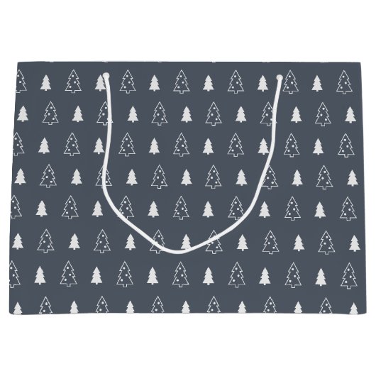 Grand sac cadeau - Arbre de Noël bleu et blanc (Devant)